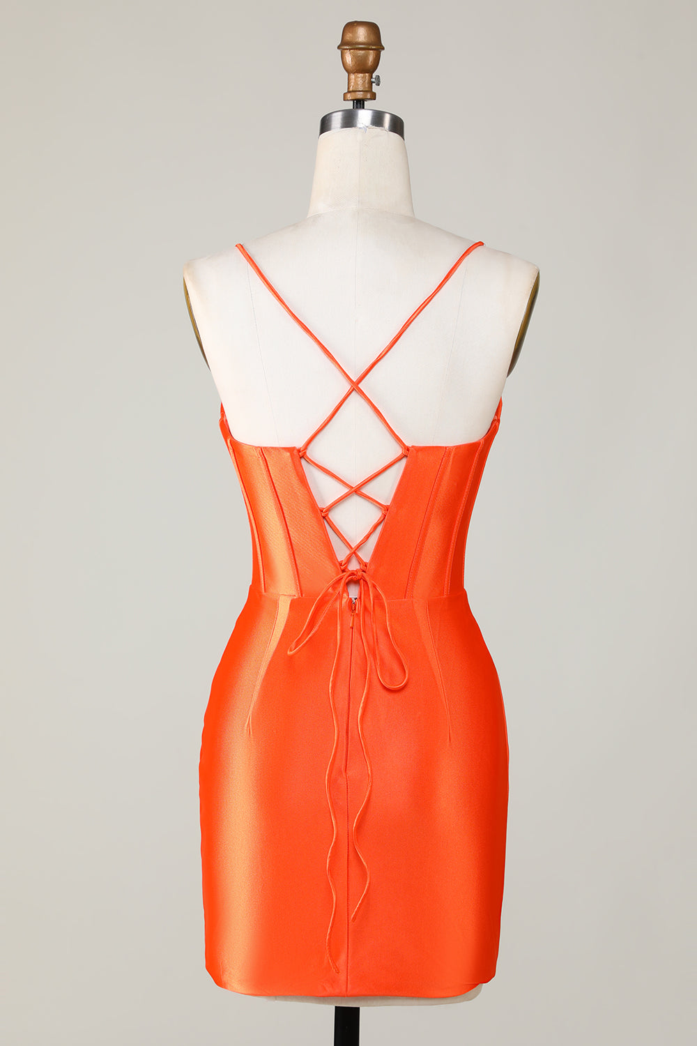 Sparkly Orange Beaded Corset Tight Short Homecoming Dress